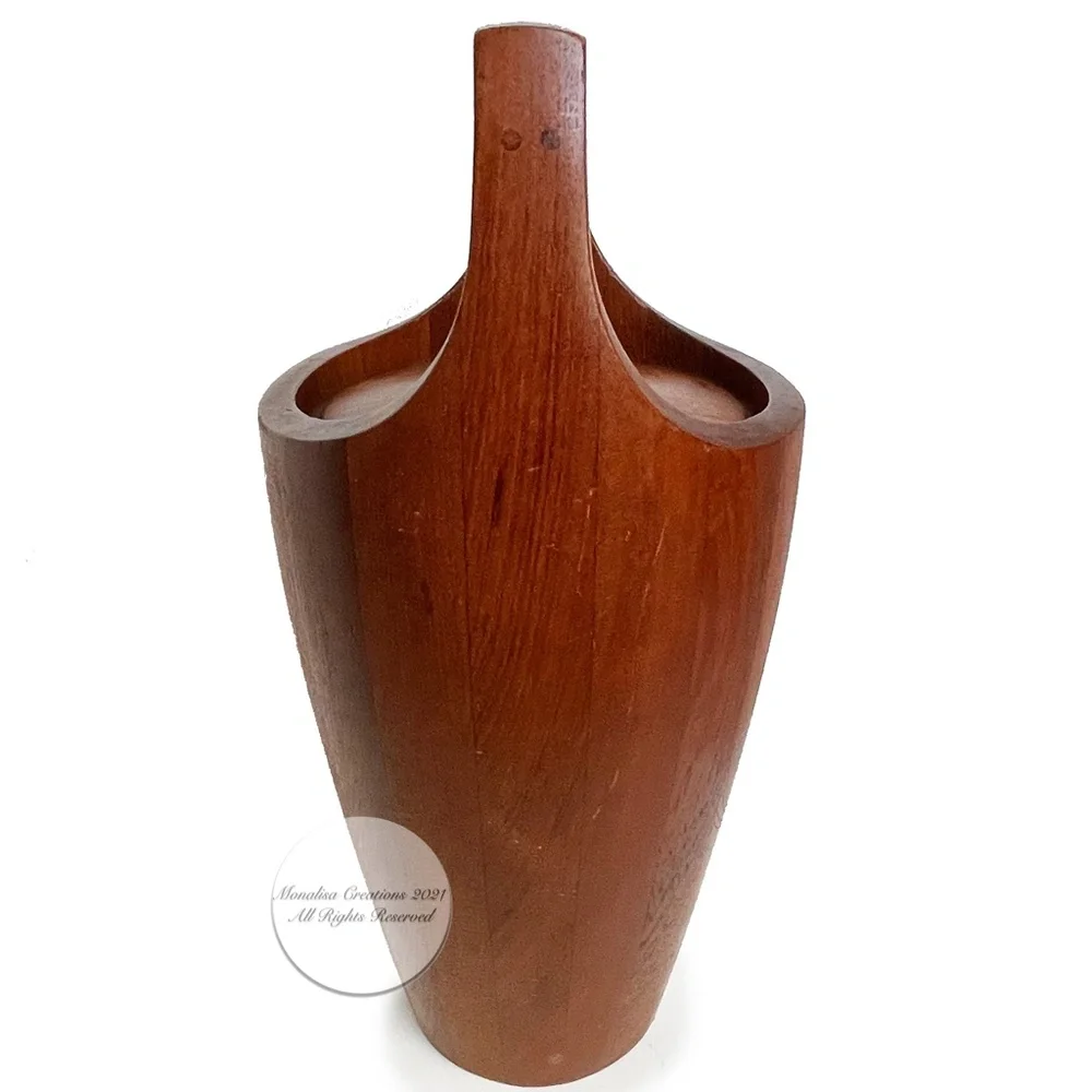 Dansk Ice Bucket + Lid Staved Teak Danish Mid Century Modern Vintage Barware